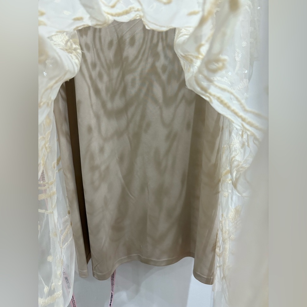 MAC DUGGAL nude sequin three quarter sleeve midi dress - Picture 8 of 11